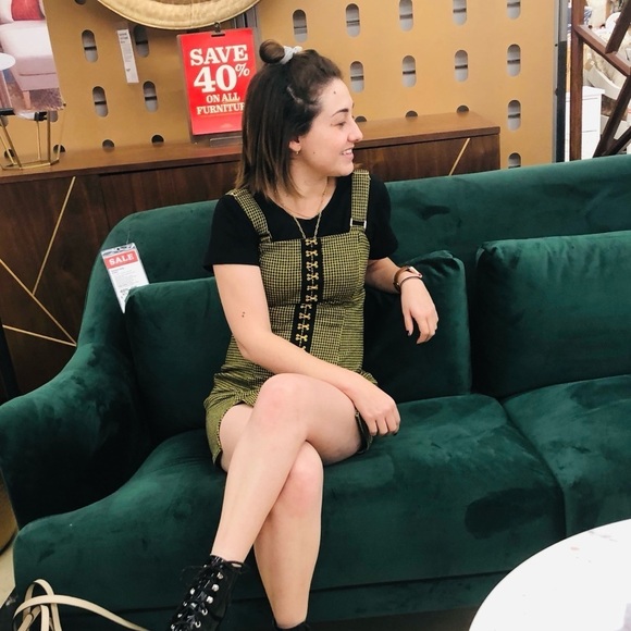 Green checkered mini dress - Picture 3 of 4